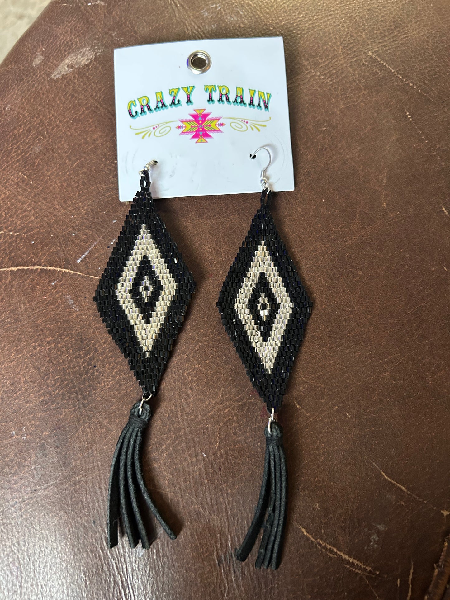 Black bead earrings