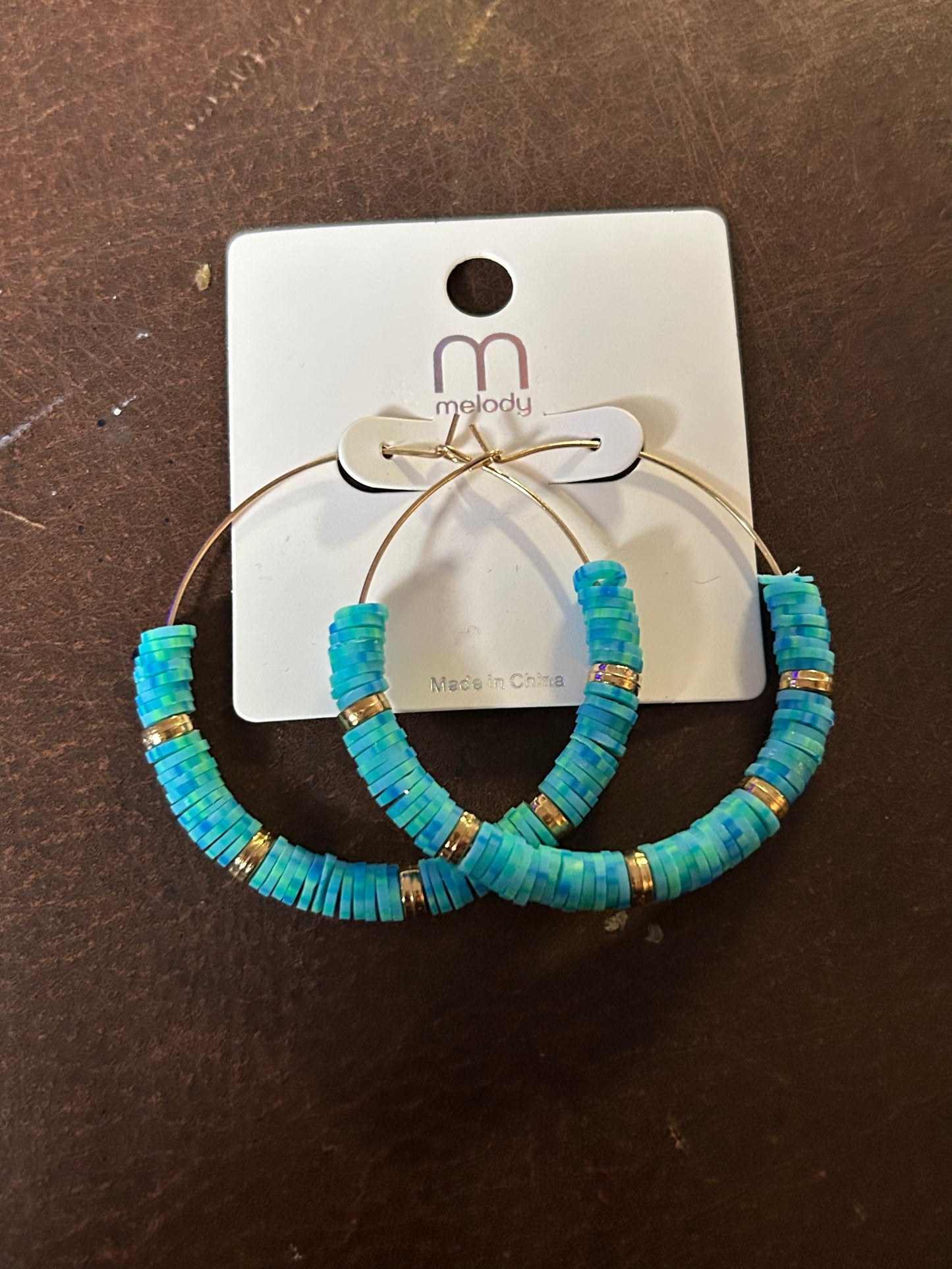 Turquoise and gold hoops