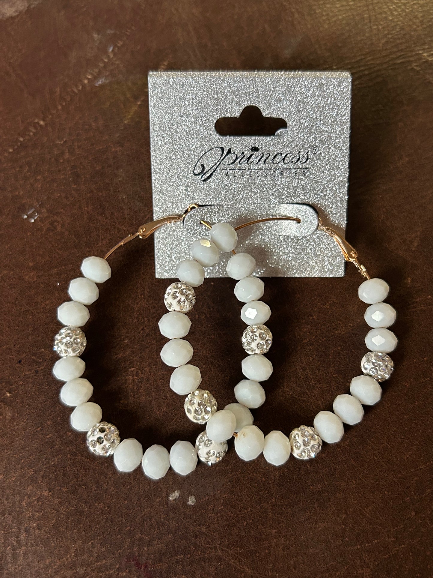 White beaded hoops