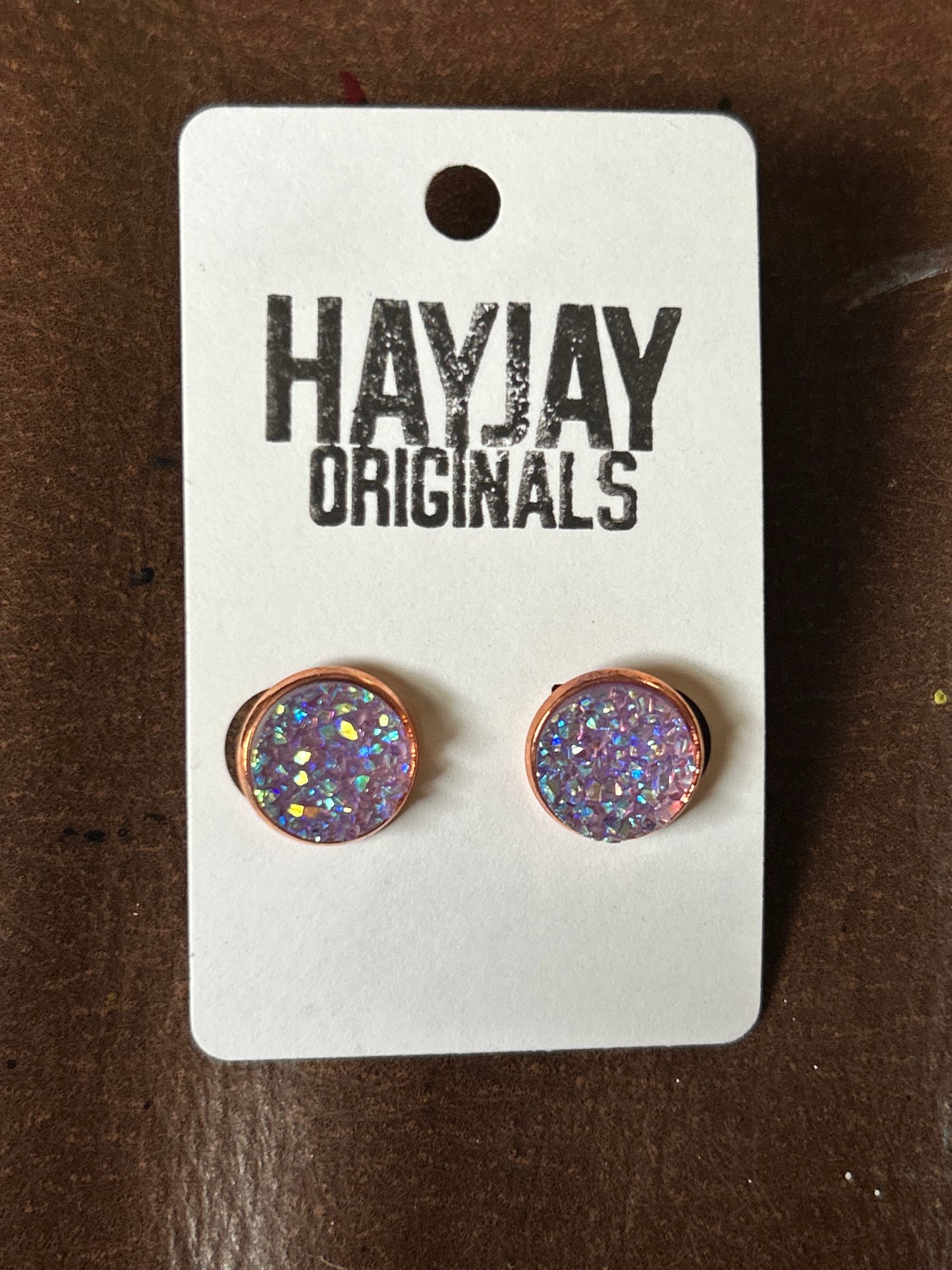 Lilac druzy studs