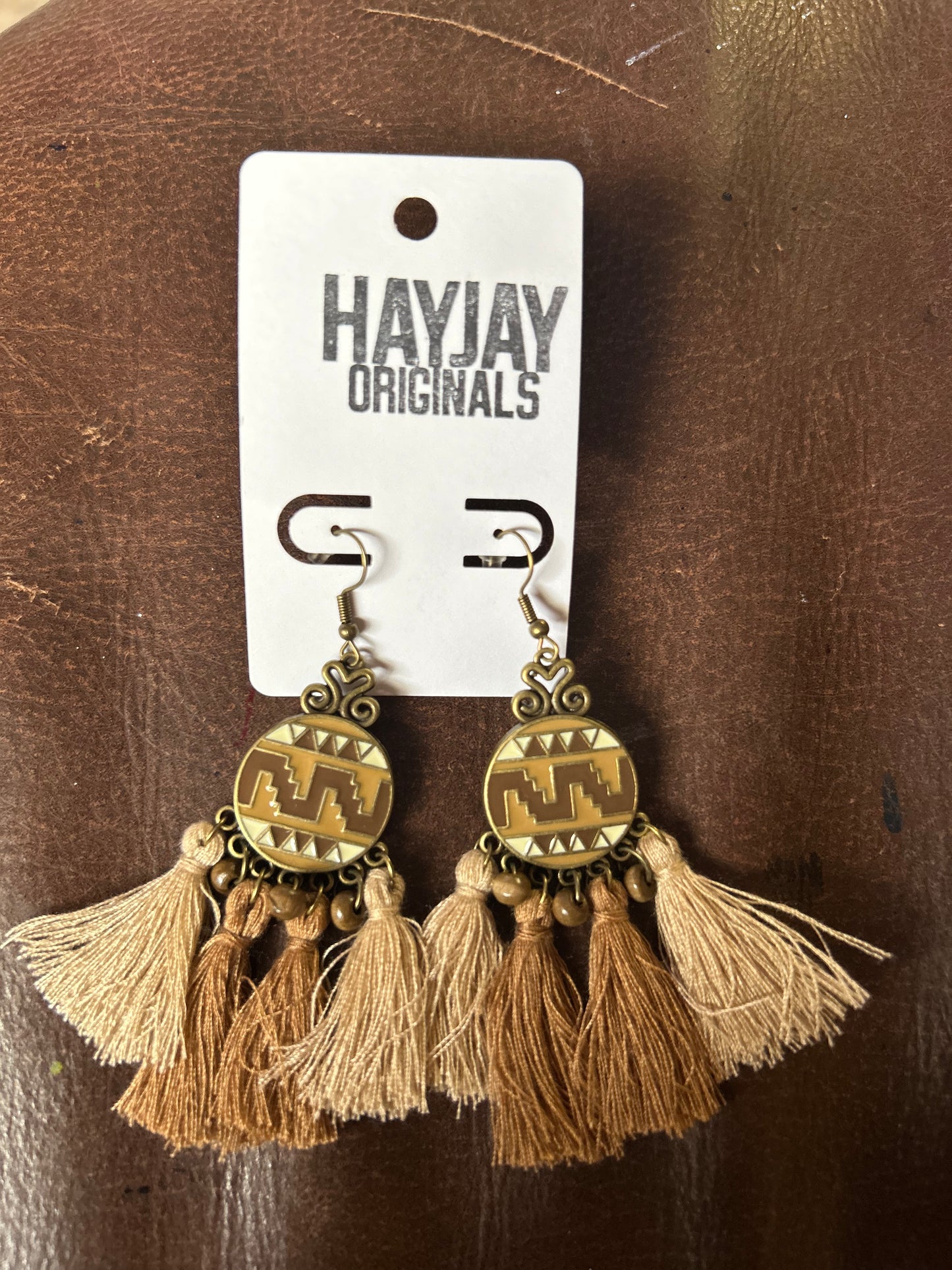 Brown tribal earrings