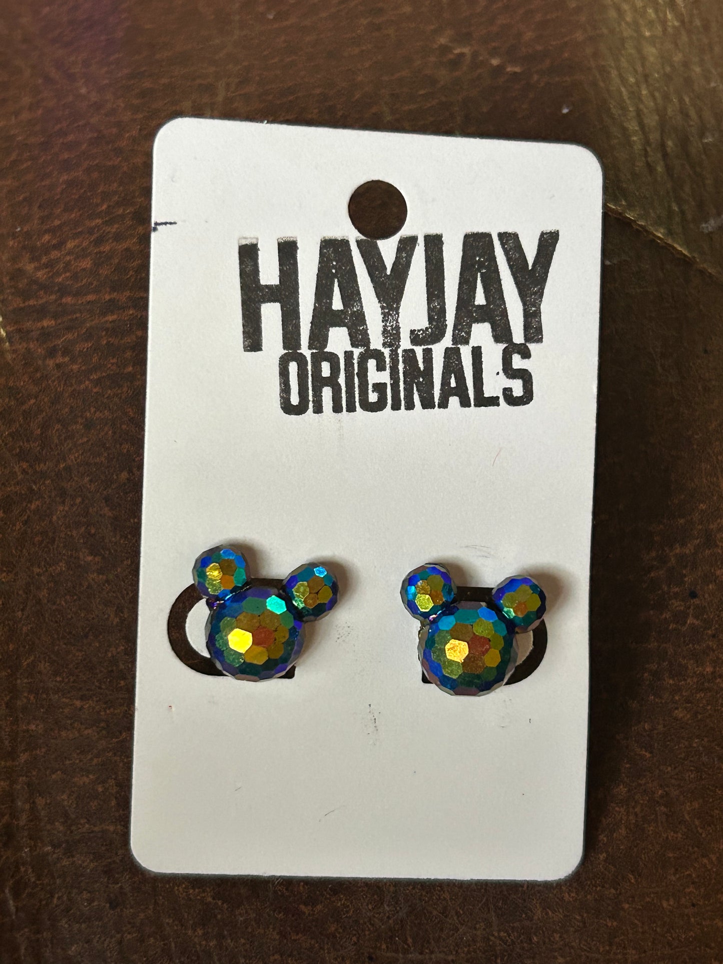Black halo mouse studs