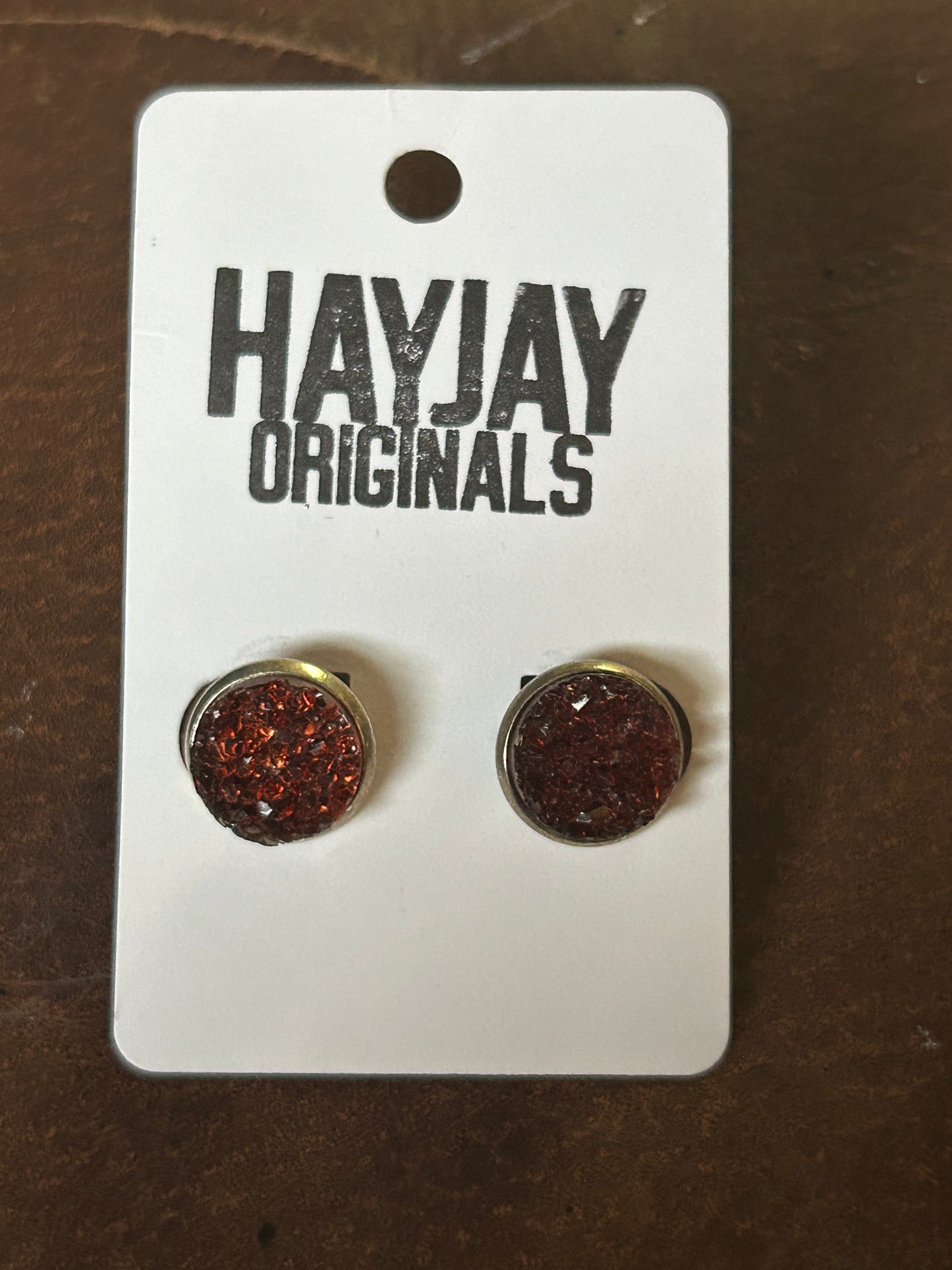 Cherry Coke druzy studs