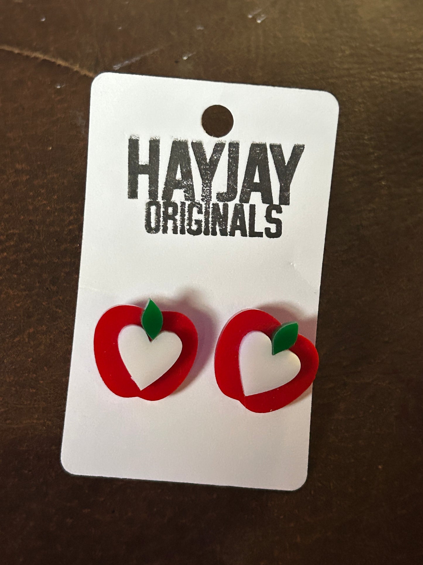 Apple heart studs