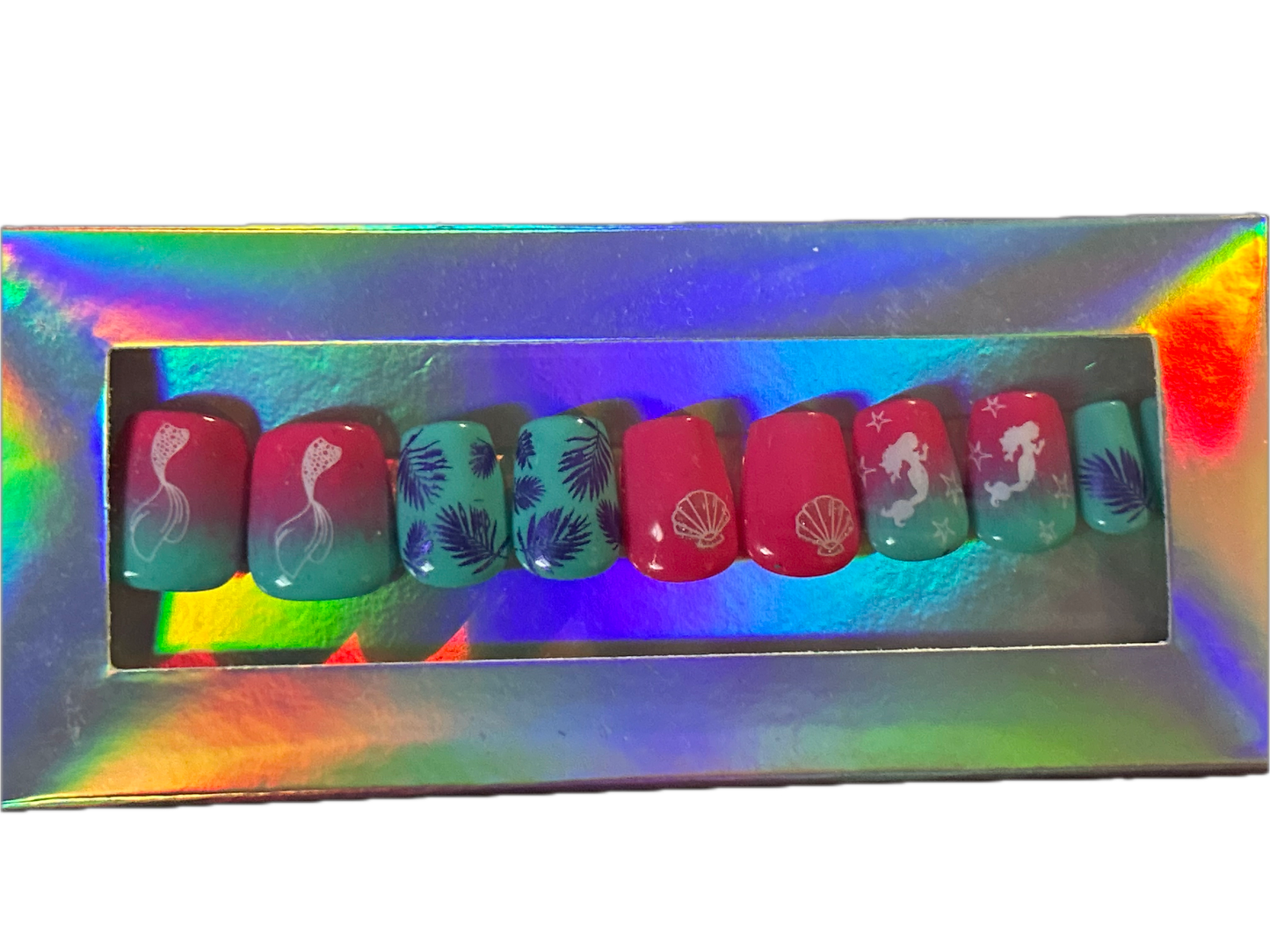 Mermaid press on nails