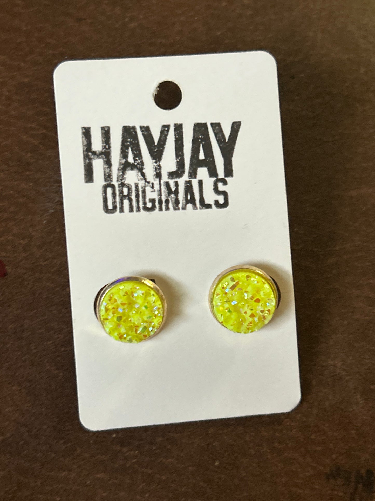 Neon yellow druzy earrings