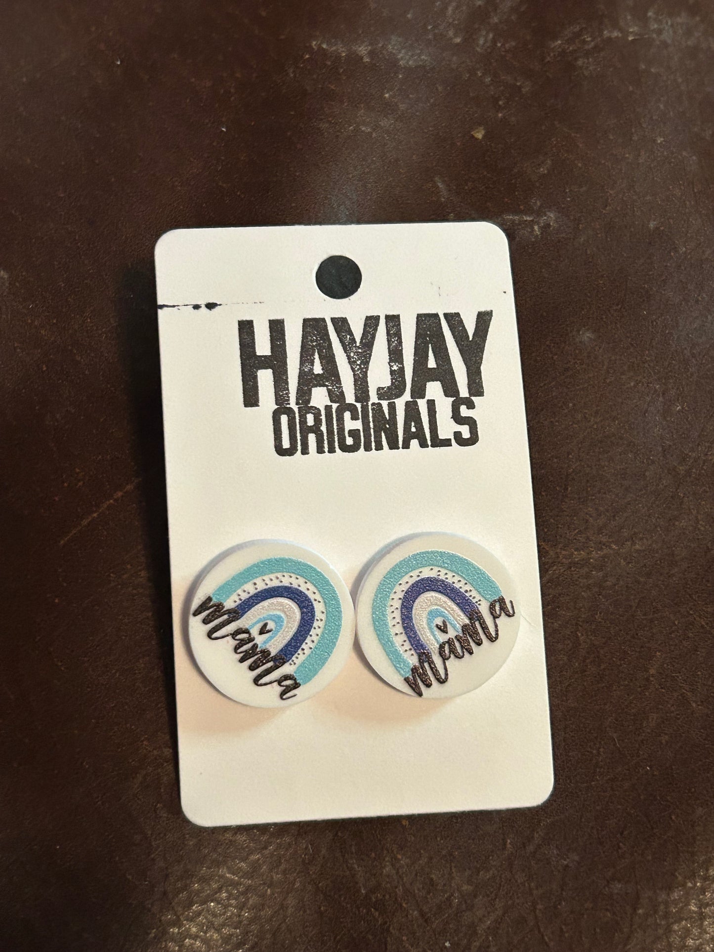 Blue rainbow mama studs