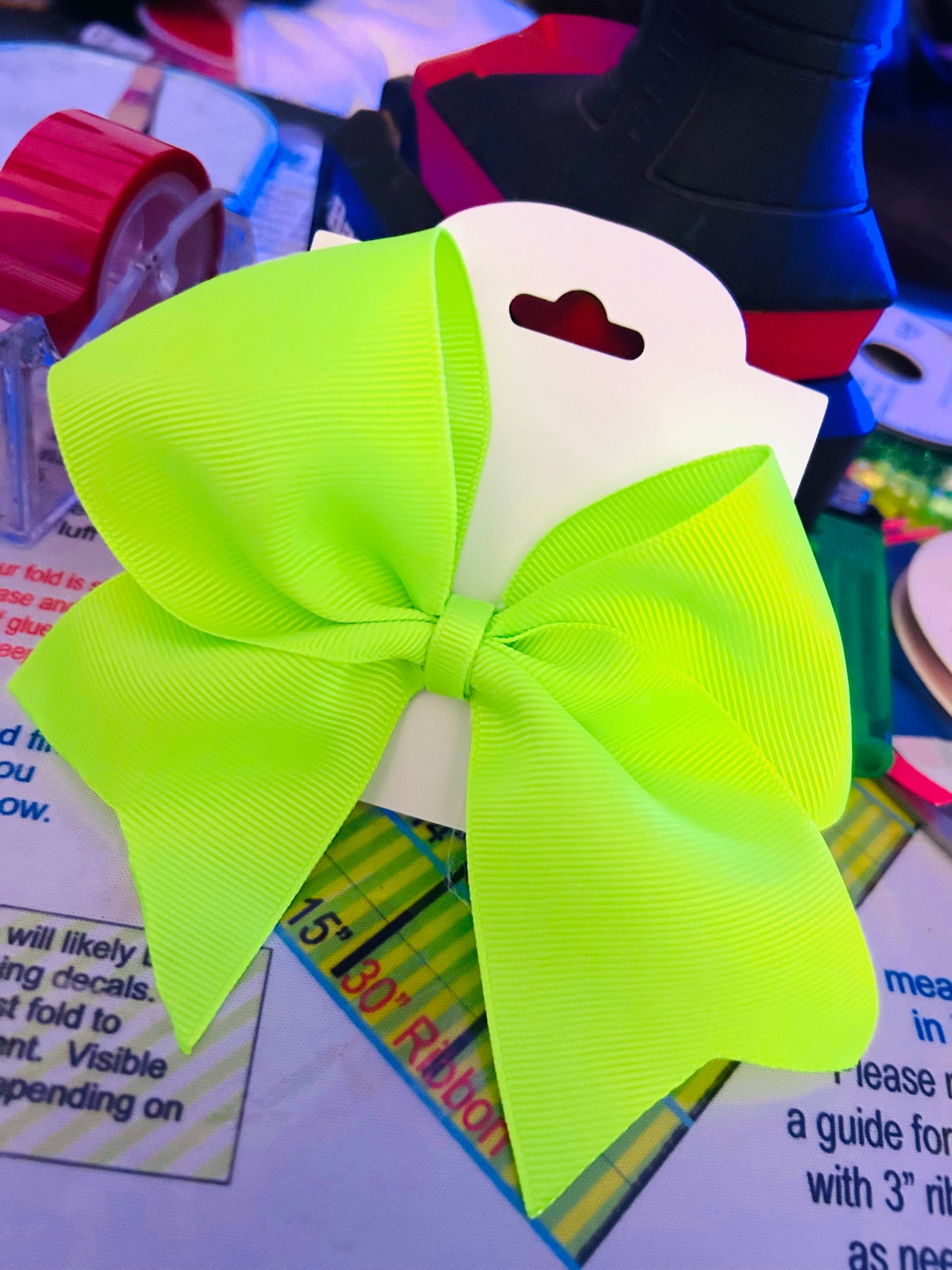 Neon green ribbon bow