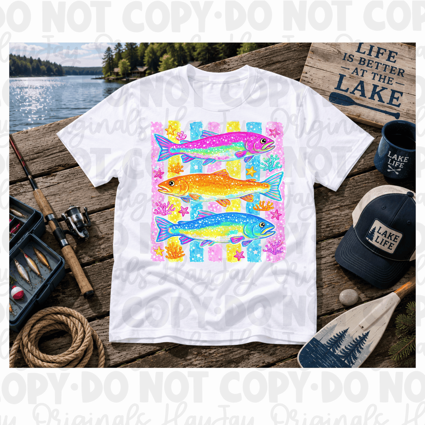 Colorful fish tee