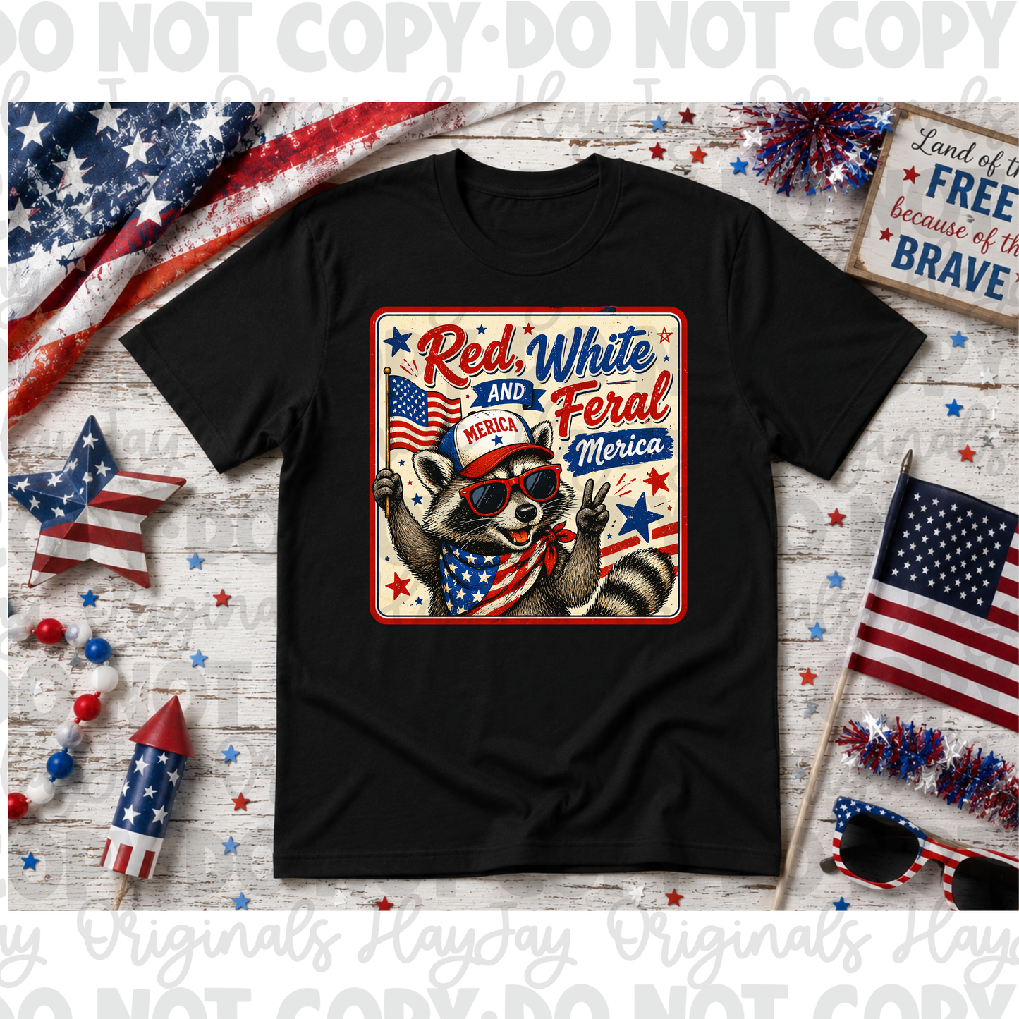 Red white and Feral tee