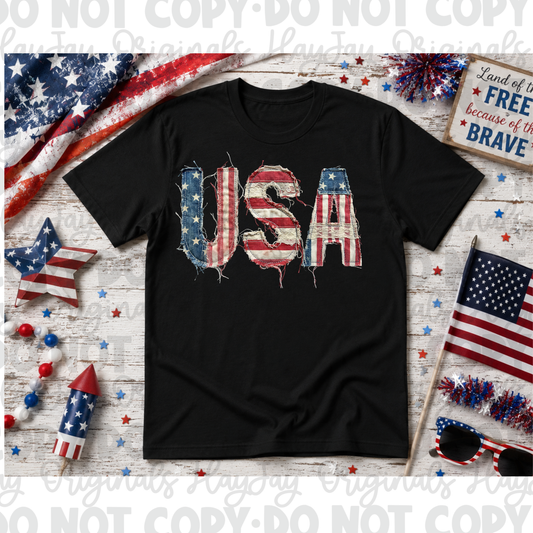 USA quilt tee