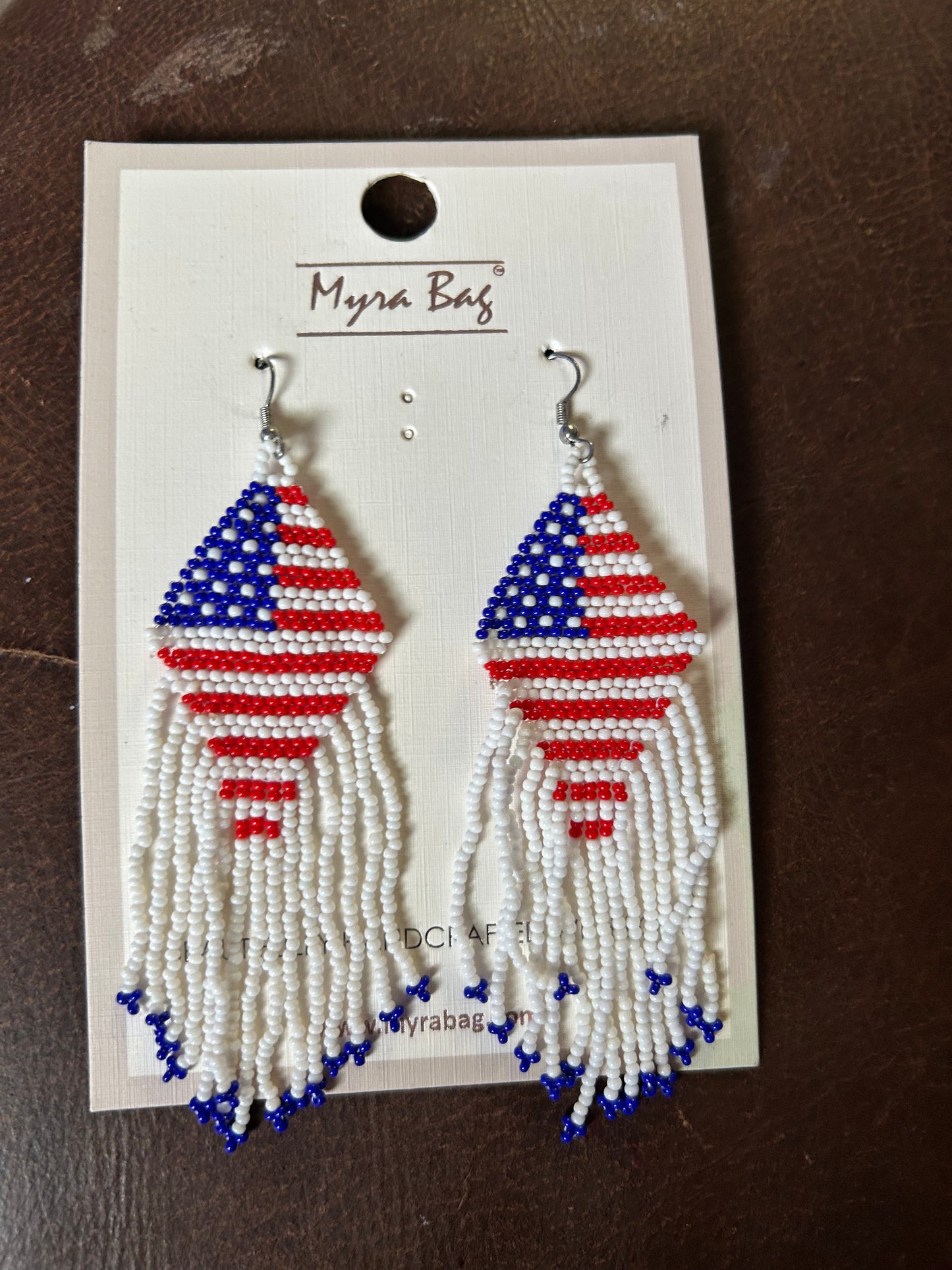 Myra American flag beaded earrings