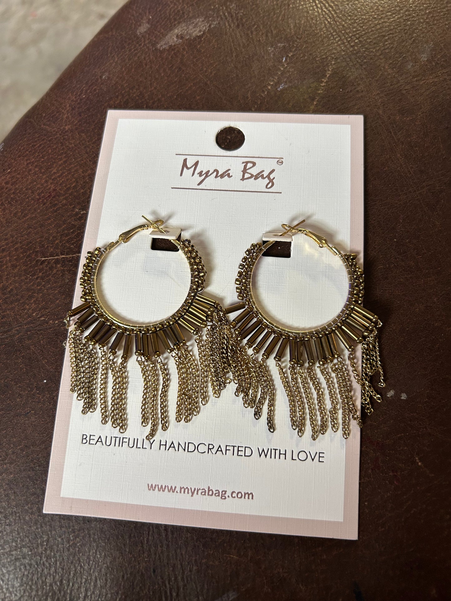 Myra Beaded hoops with fringe