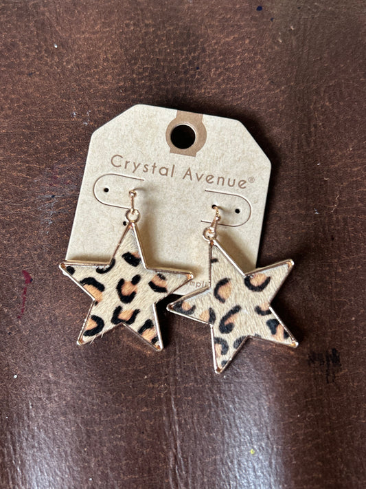 Leopard star earrings