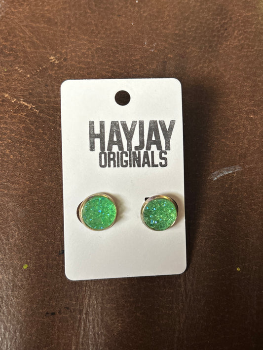 Light green druzy studs