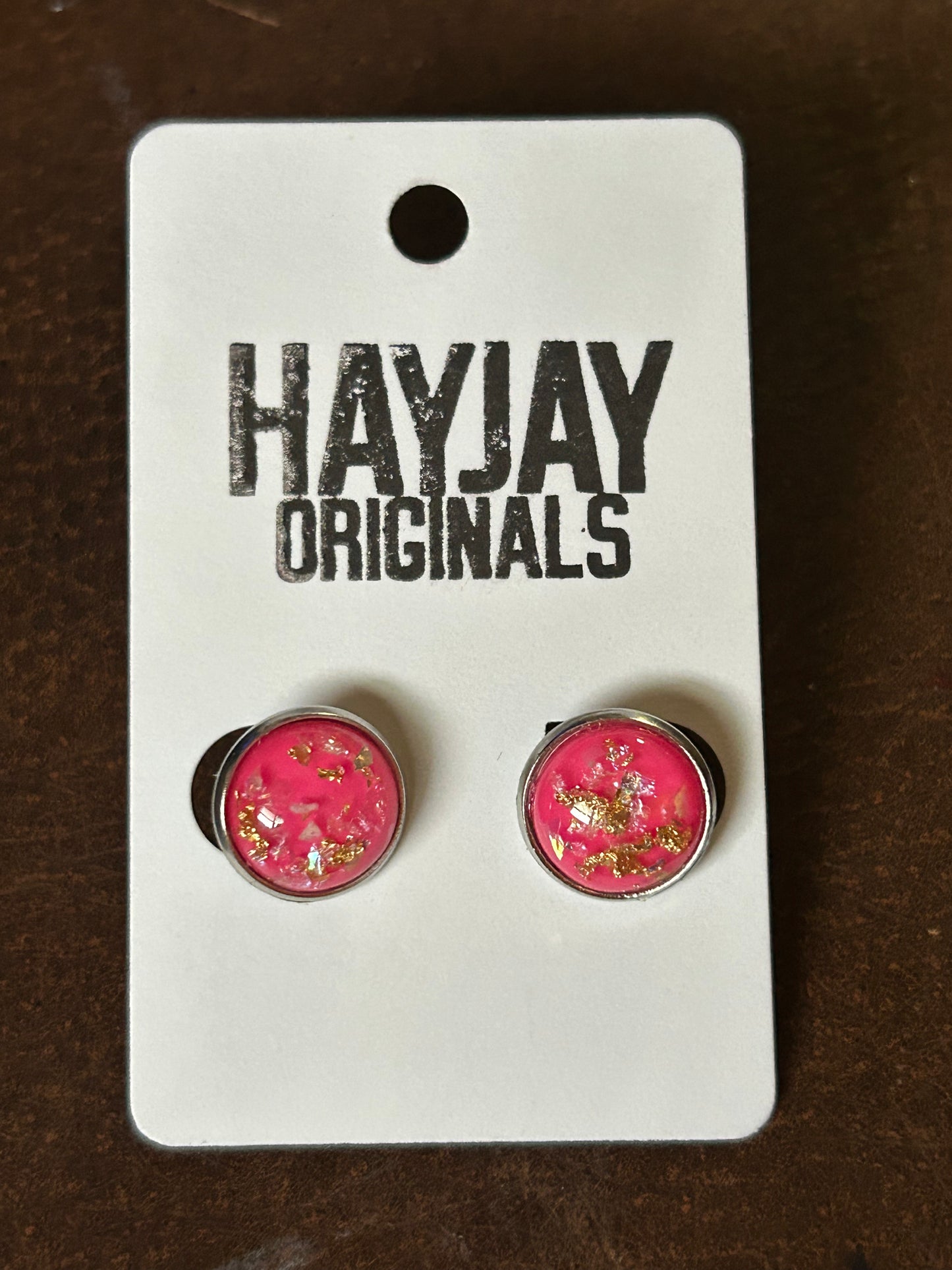 pink with gold studs