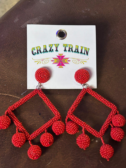 Red beaded earrings