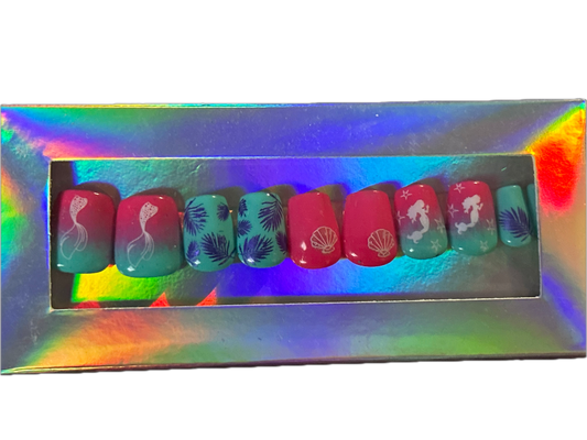 Mermaid press on nails