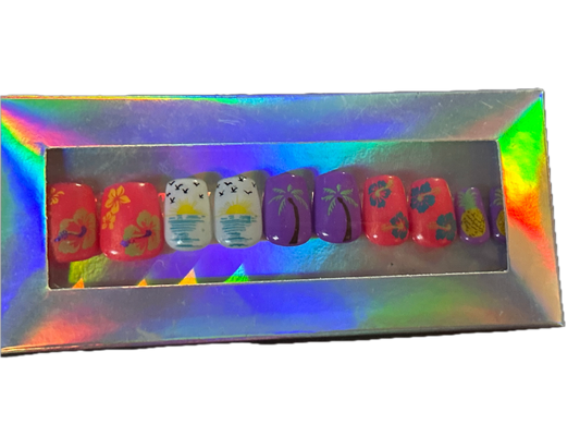 Tropical press on nails