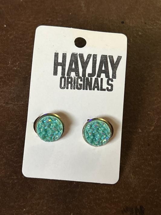 Turquoise druzy studs