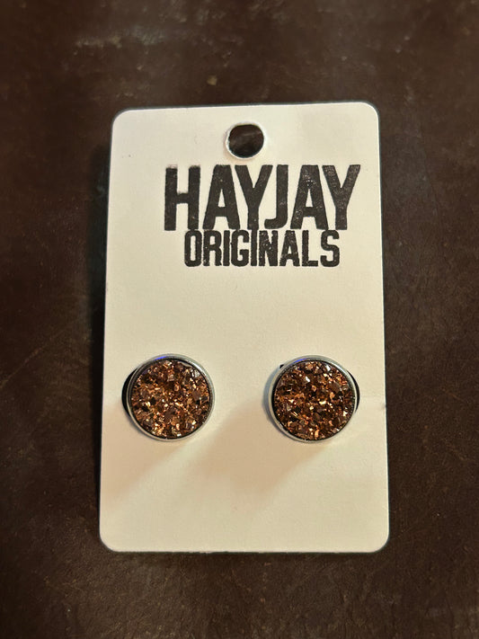 Bronze druzy studs