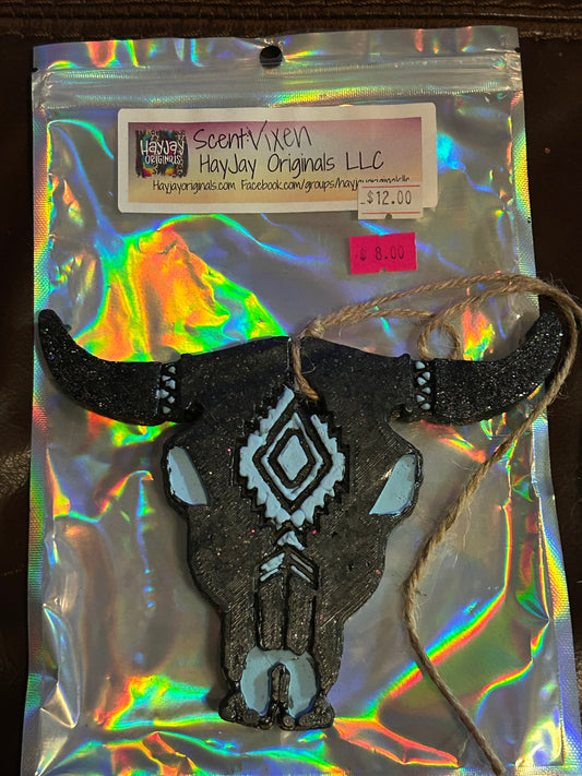 Lightblue/black bull skull