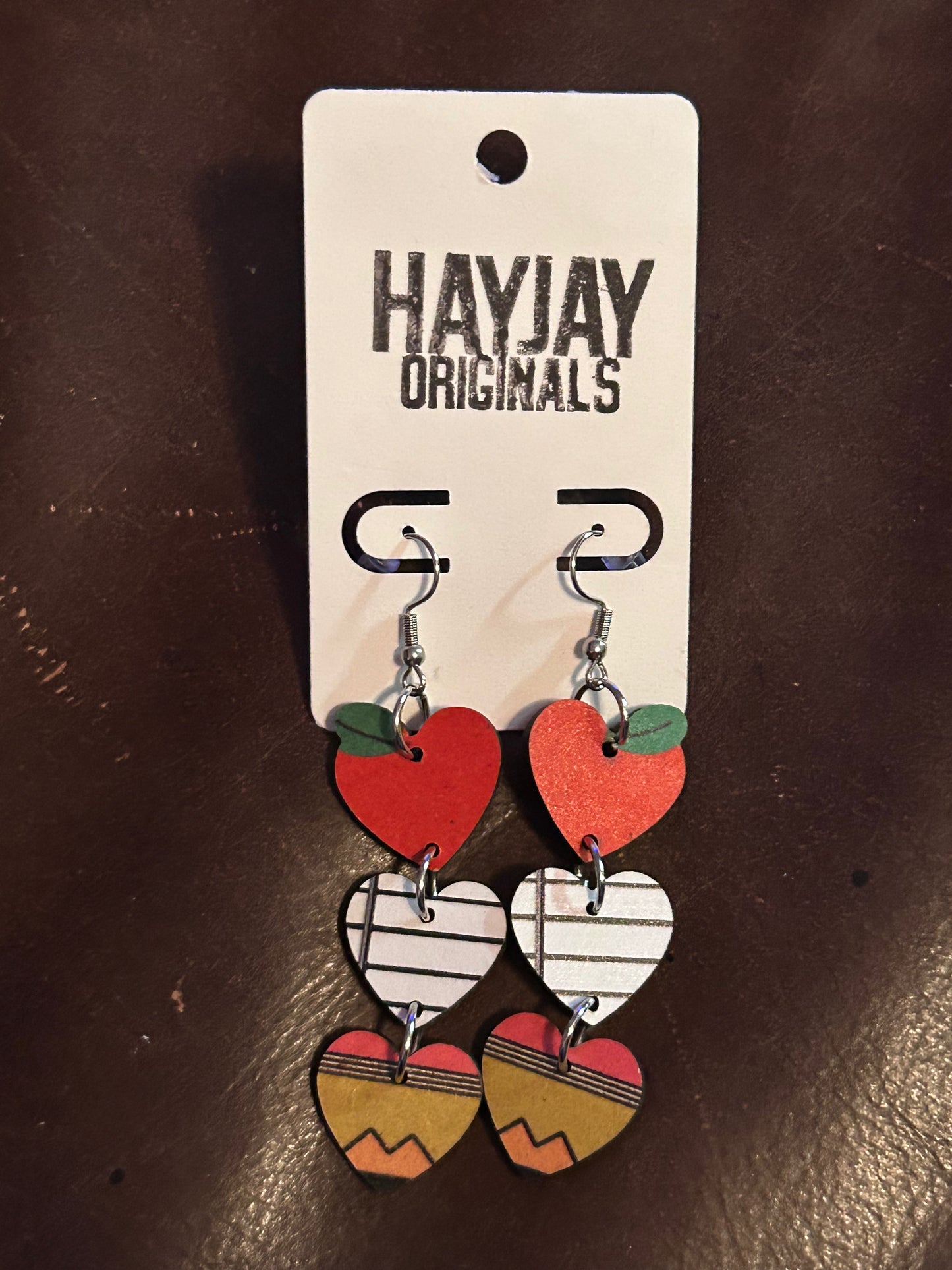 Teacher hearts earrings