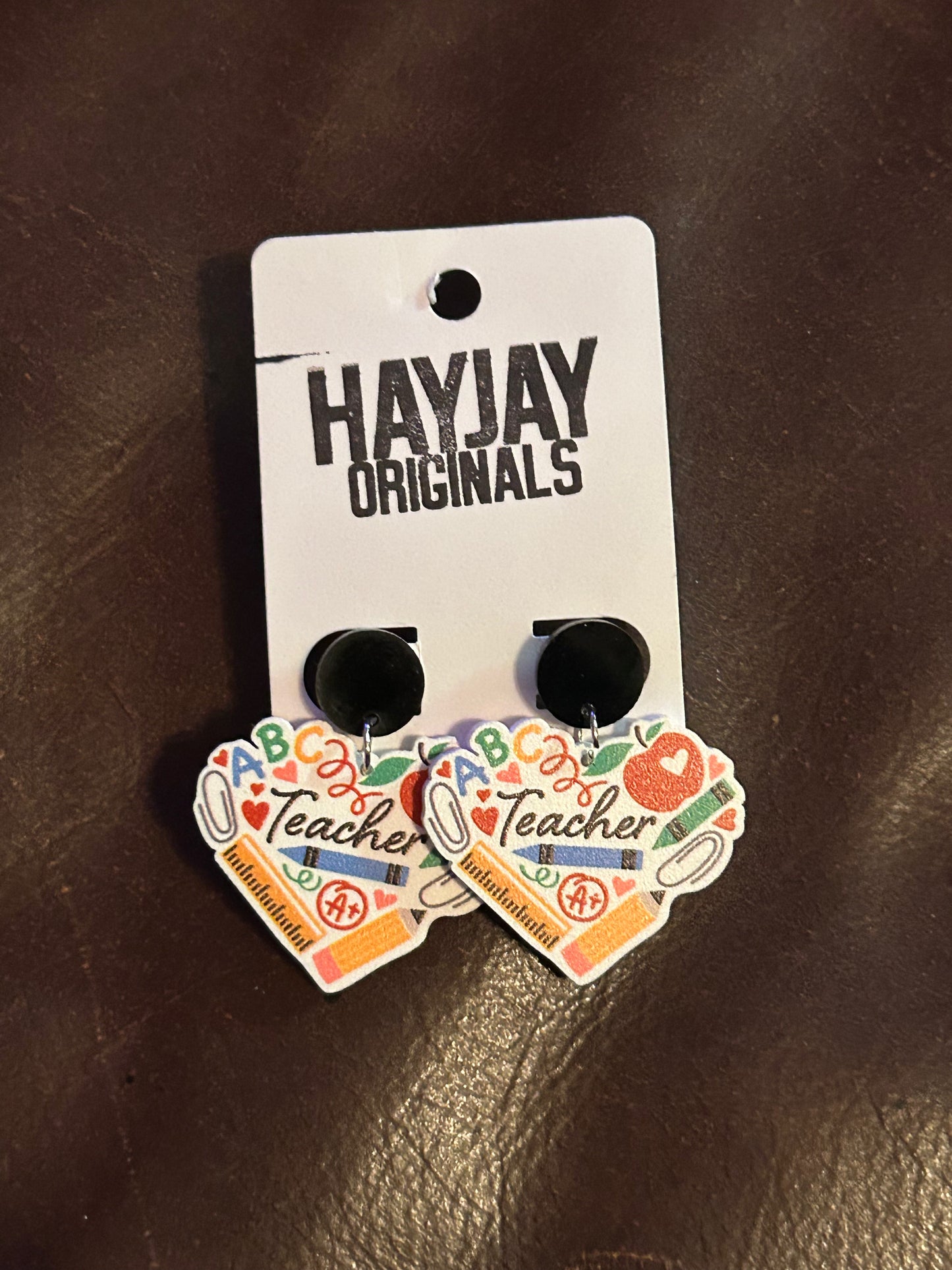 Teacher heart earrings