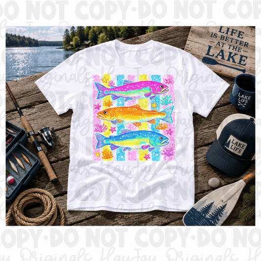 Colorful fish tee